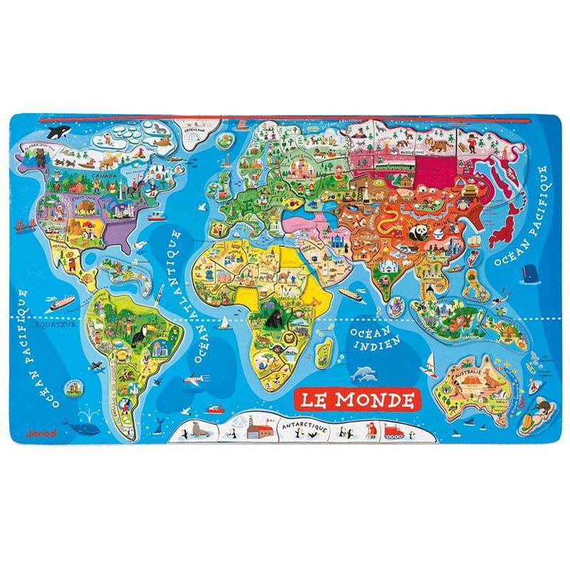 Puzzle Carte Monde Magnétique - Janod